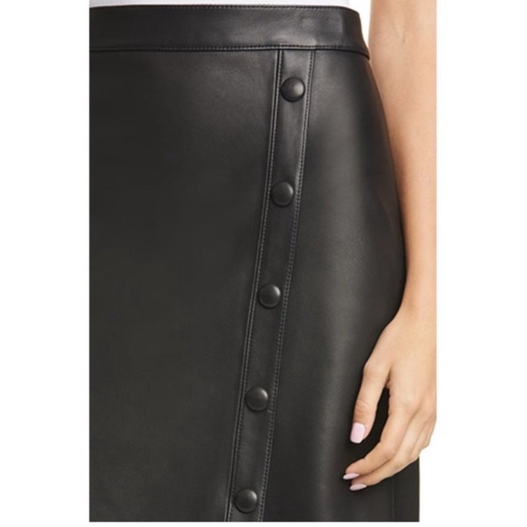 Nordstrom Black Button-Detail leather Skirt - Picture 2 of 3